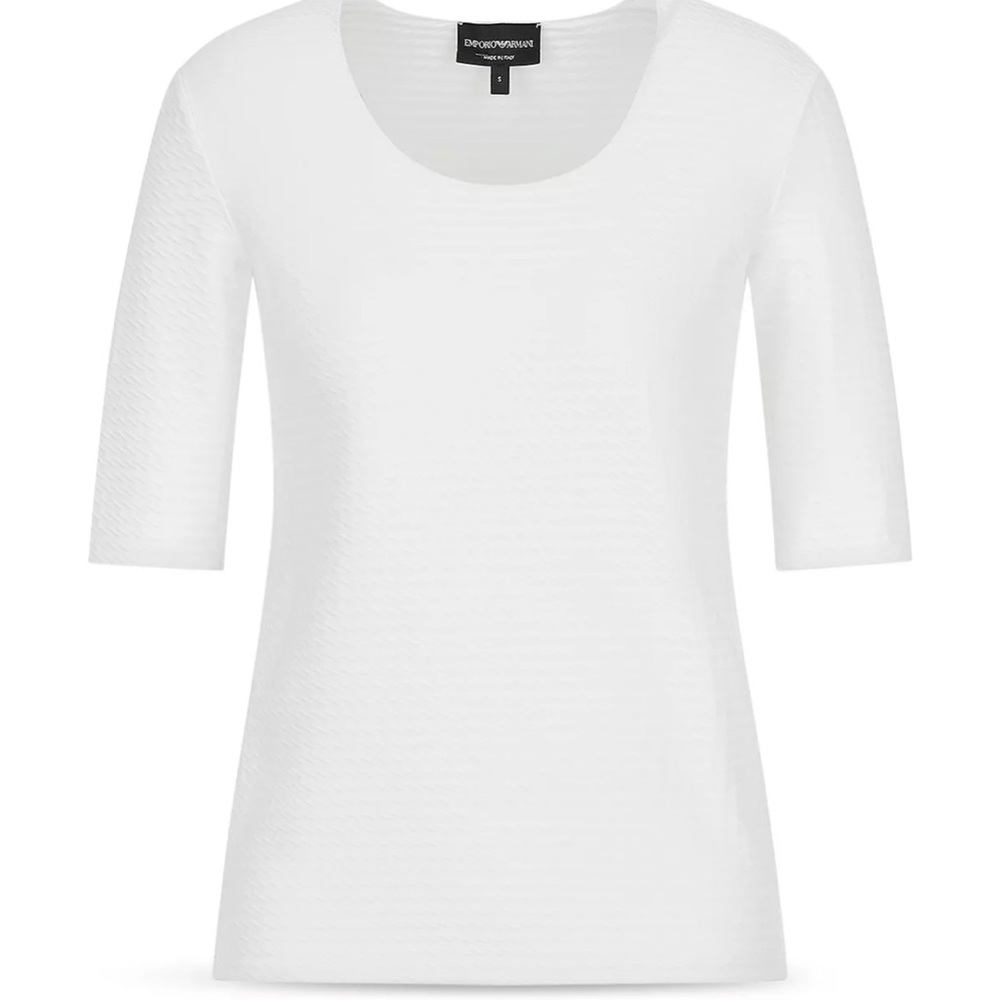 Emporio Armani Textured Short Sleeve Top - Gray